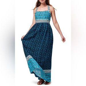 NWT Faherty Blue Gracie Linen Maxi Dress sz M